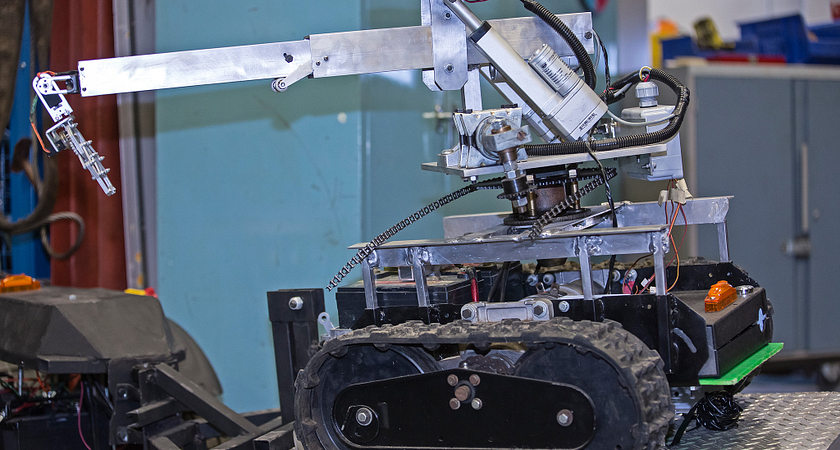 Picture of the transportation lab robot from Centennial College's Automation and Robotics program